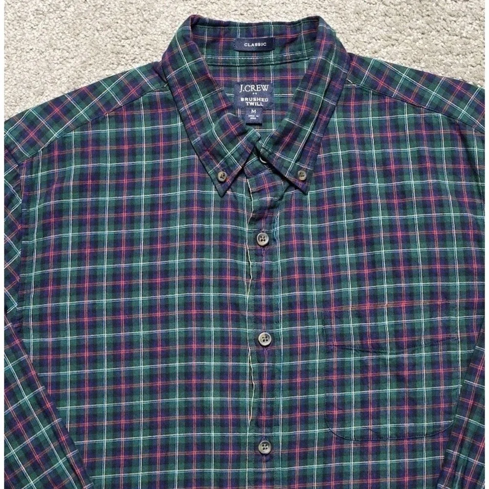 J.Crew Brushed Twill Button Down Shirt Mens M Tartan Plaid Classic Fit Cotton